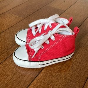 Infant Baby Red Converse All Star High Top Sneakers - 4